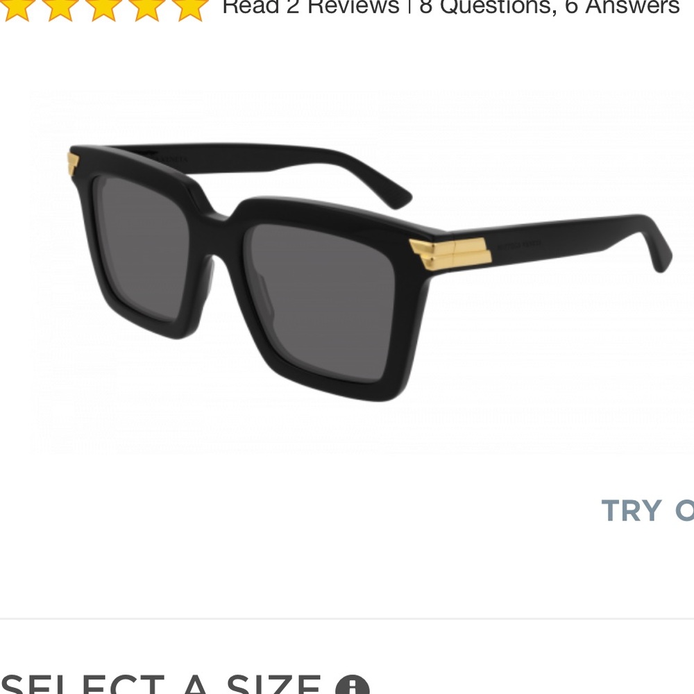 BOTTEGA VENETA BV1005S 001 Black Square Women's 53 mm Sunglasses